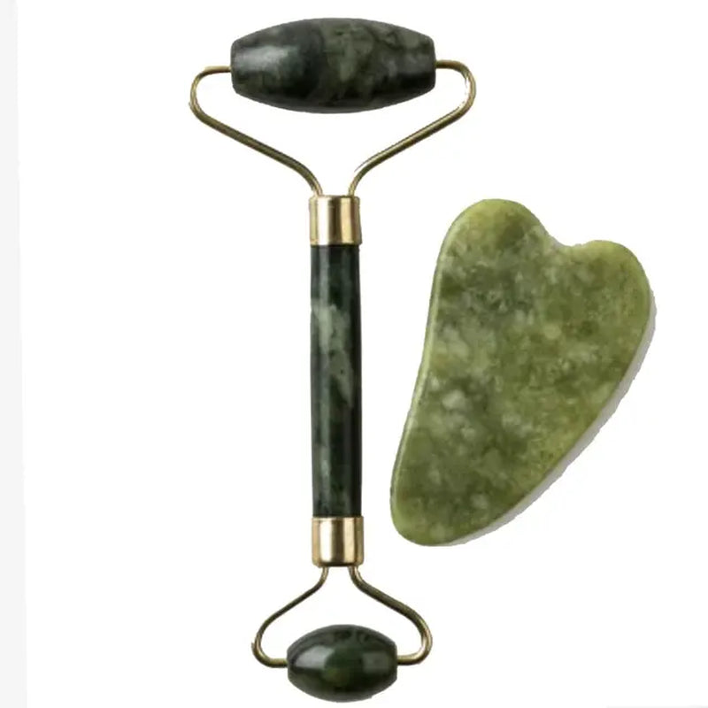 New anti Aging Jade Stone Massage Set Gua Sha Rose Quartz Jade Face Roller