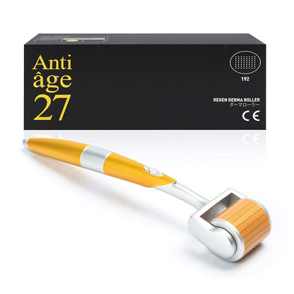 Antiage27 Regen Premium Derma Roller for Face Titanium Microdermabrasion 192 Includes Storage & Head Protector (0.20Mm)