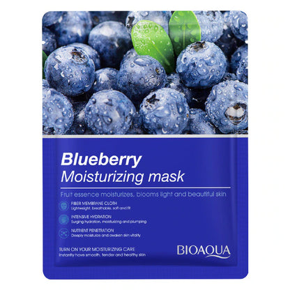 Skin Care Natural Fruit Plant Facial Mask Moisturizing Oil-Control Blueberry Cucumber Pomegranate Fruit Aloe Sheet Face Mask