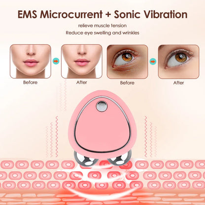 Portable Electric Face Lift Roller Massager EMS Microcurrent Sonic Vibration Facial Lifting Skin Tighten Massage Beauty Devices