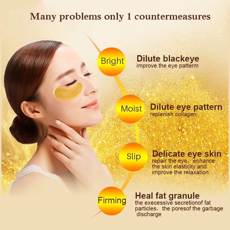 Skin Care Crystal Eye Patches Fade Dark Circles Gold Collagen Eye Mask Keep Moisturizing Firming Skin anti Aging Wrinkle