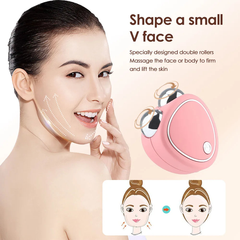 Portable Electric Face Lift Roller Massager EMS Microcurrent Sonic Vibration Facial Lifting Skin Tighten Massage Beauty Devices