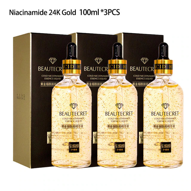 Skincare Product 24K Gold Niacinamide Face Serum anti Aging Hyaluronic Acid for Face Shrinks Pores Korean Skin Care Products