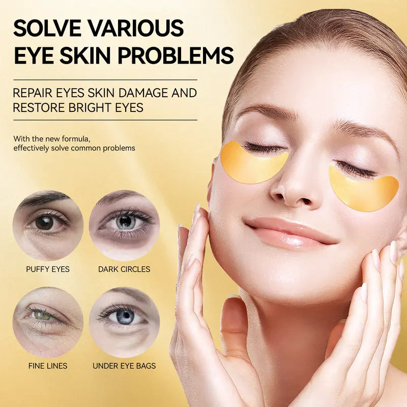 Under Eye Patches for Dark Circles and Puffiness, 60Pcs under Eye Mask for anti Wrinkles & anti Aging, 24K Gold Eye Gel Pads with Collagen to Reduce Eye Bags, Puffy Eyes Treatment, Hydrating Eye Mask Moisturize Repair Smooth Skincare Comfort Moisturizer