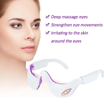 EMS Micro Current Pulse Eye Massager,Smart Vibration Infrared Heating Therapy Eye Beauty Device Relieves Eye Fatigue Fades Dark Circle Anti