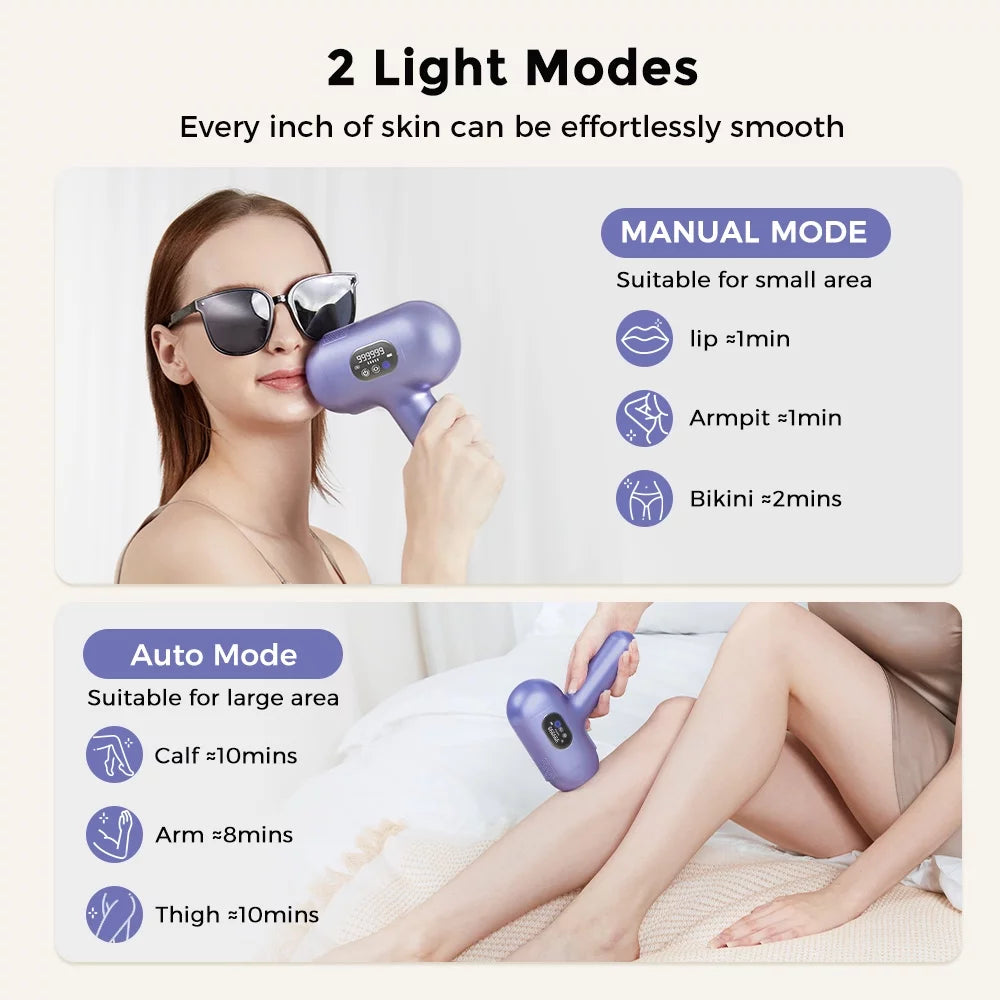 IPL Laser Hair Removal Device, Cordless Ice-Cooling IPL Hair Remover, Painless & Permanent for Women and Men, 3 Weeks Faster Effect, At-Home Hair Removal for Face Body Armpit