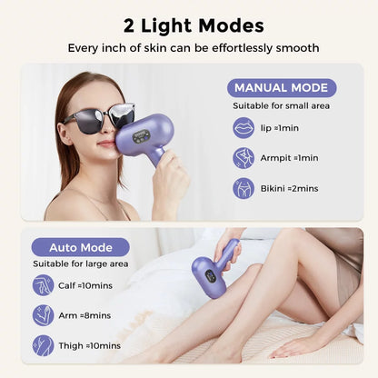 IPL Laser Hair Removal Device, Cordless Ice-Cooling IPL Hair Remover, Painless & Permanent for Women and Men, 3 Weeks Faster Effect, At-Home Hair Removal for Face Body Armpit