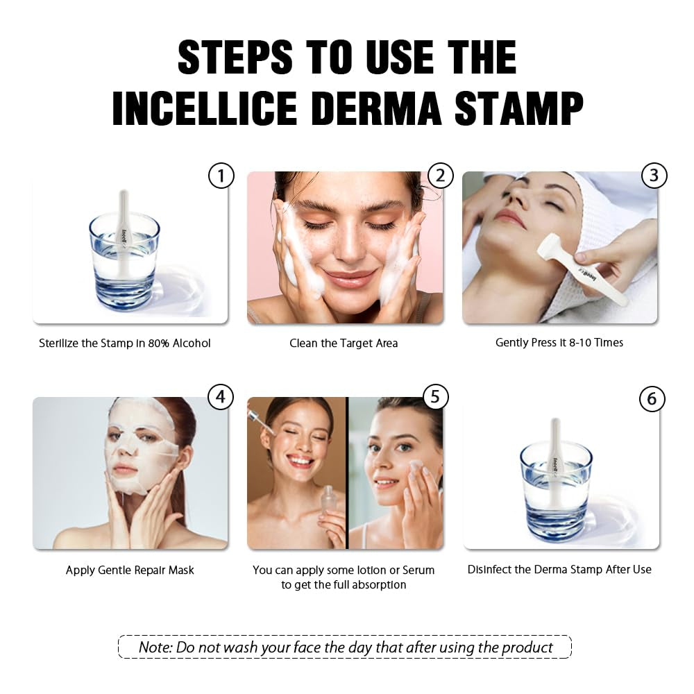 Derma Stamp,  175 Titanium Microneedle Stamp, Professional Microneedling Pen for Face, Beard Derma Roller Stamper for Home Use