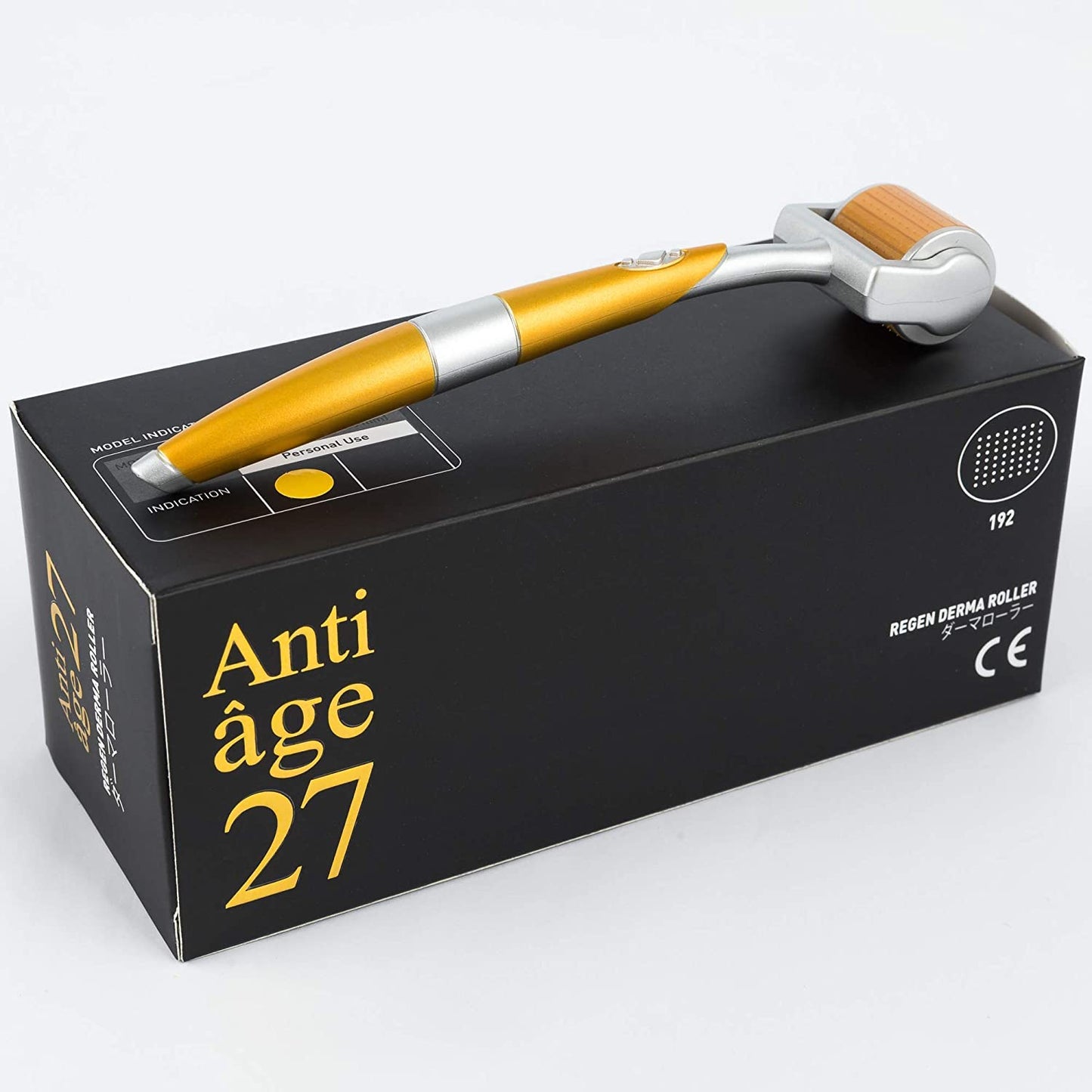 Antiage27 Regen Premium Derma Roller for Face Titanium Microdermabrasion 192 Includes Storage & Head Protector (0.20Mm)