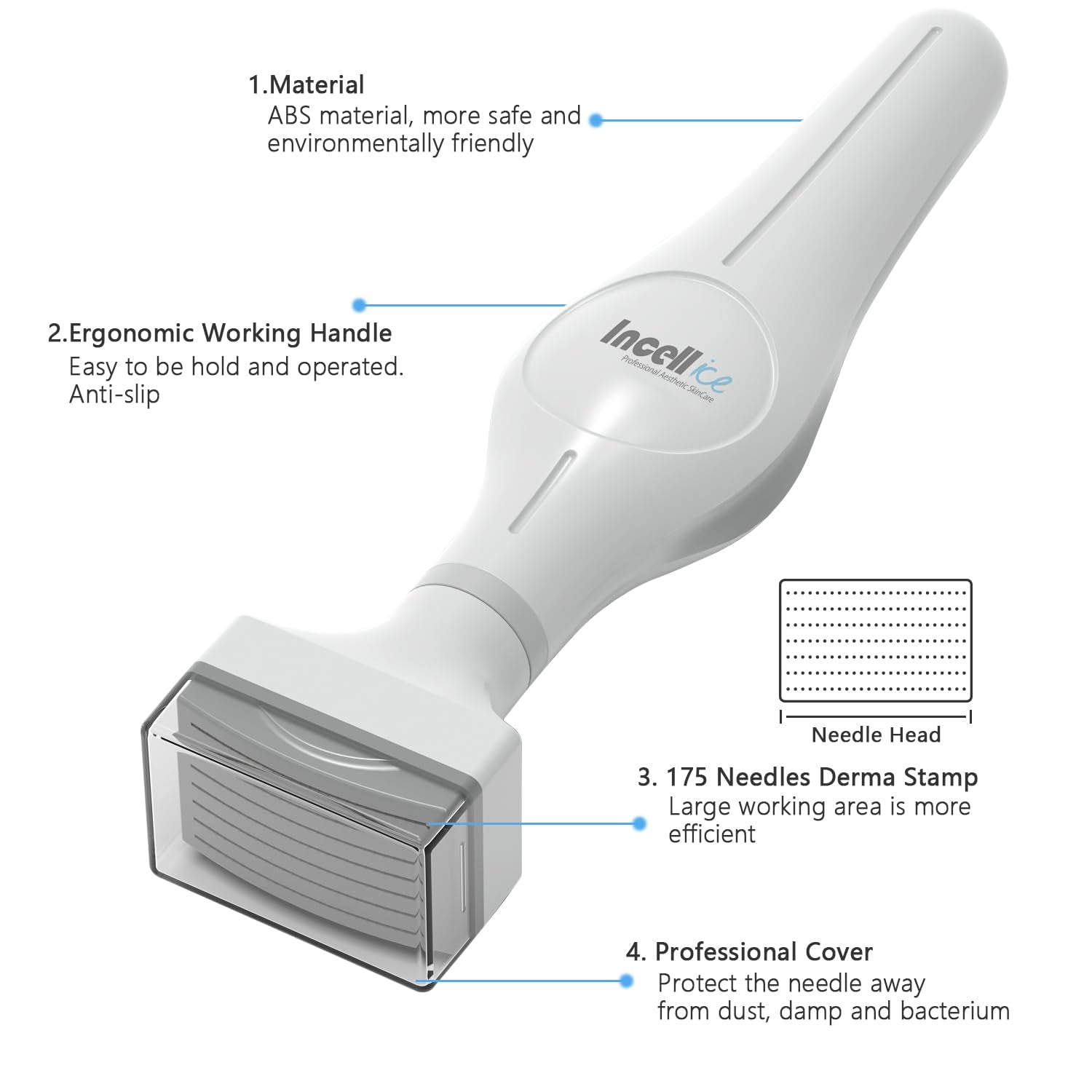 Derma Stamp,  175 Titanium Microneedle Stamp, Professional Microneedling Pen for Face, Beard Derma Roller Stamper for Home Use