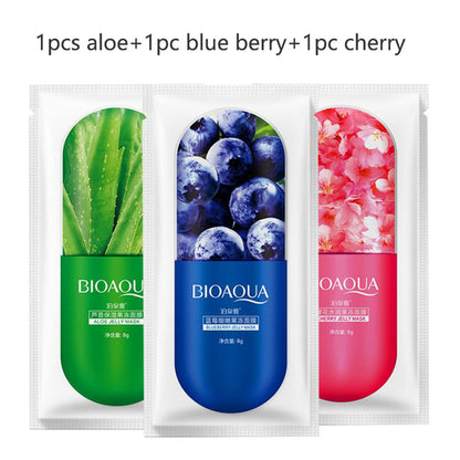 Skin Care Natural Fruit Plant Facial Mask Moisturizing Oil-Control Blueberry Cucumber Pomegranate Fruit Aloe Sheet Face Mask