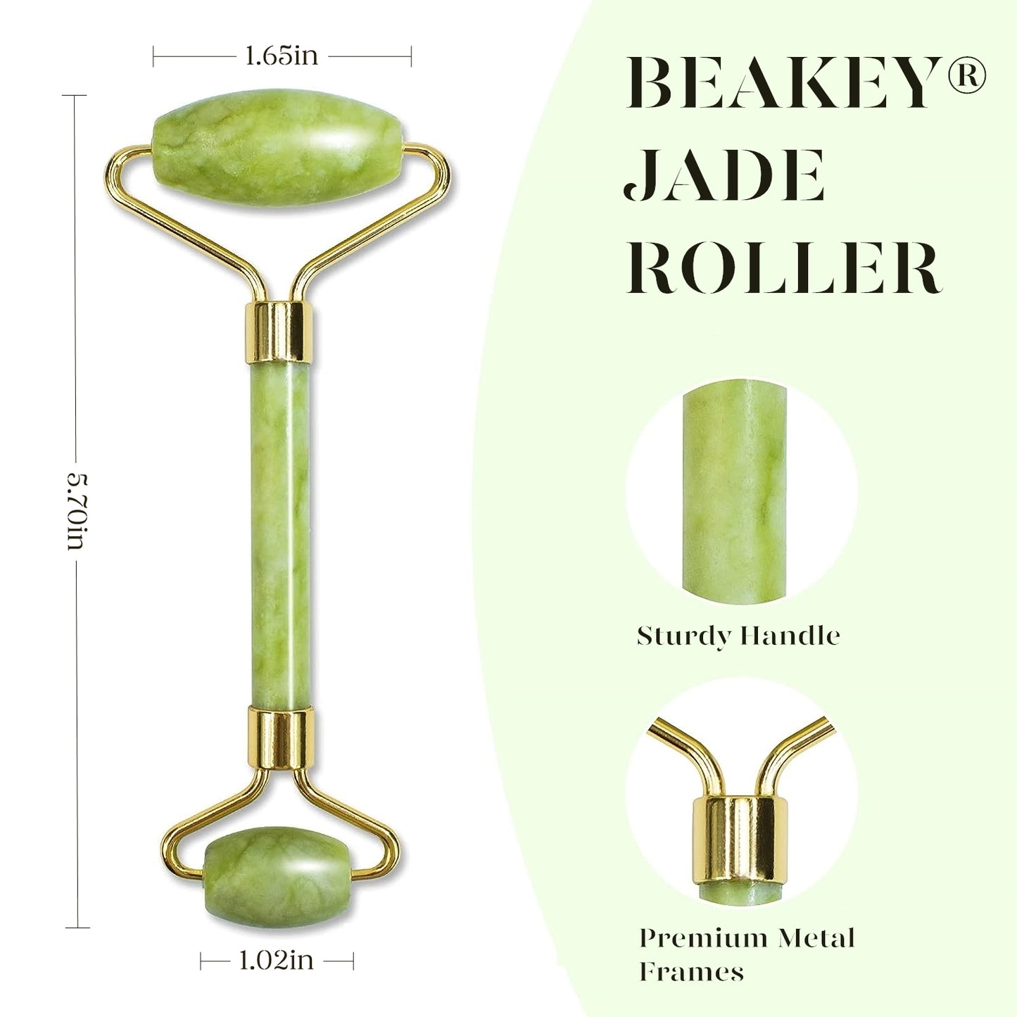 Jade Roller & Gua Sha, Natural Jade Face Roller Gua Sha Tool Facial Skin Care Massager, Green