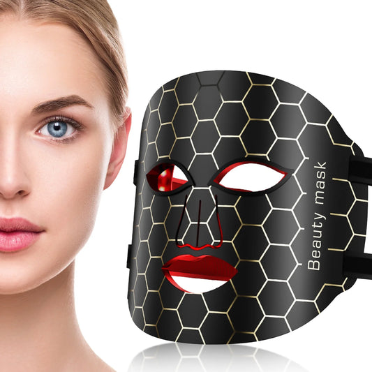 Led Face Mask Light Therapy, 7 Colors LED Facial Mask Anti-Aging Reduce Fine Lines and Wrinkles Tightening Skin for Women Home Travel