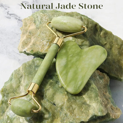 New anti Aging Jade Stone Massage Set Gua Sha Rose Quartz Jade Face Roller