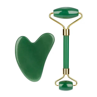 New anti Aging Jade Stone Massage Set Gua Sha Rose Quartz Jade Face Roller