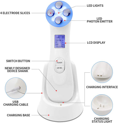 5 in 1 Facial Beauty Skin Tightening Machine RF LED Light Photon Therapy Beauty Device