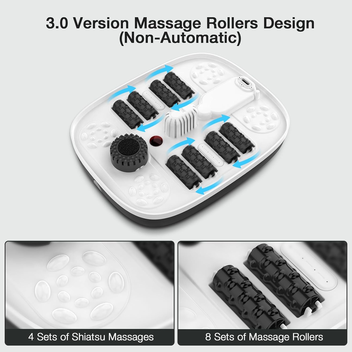 Collapsible Foot Spa with Heat, Bubble, Red Light, and Temperature Control, Foot Bath Massager with 8 Shiatsu Massage Rollers, Pedicure Foot Spa for Relaxation and Stress Relief, Black