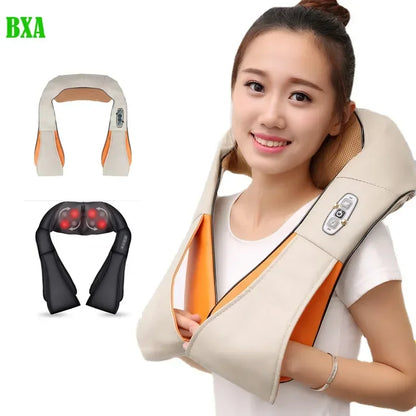 U Shape Shiatsu Back Shoulder and Neck Massager Electric Full Body Massager with Heat Deep Tissue Kneading Pillow Massager