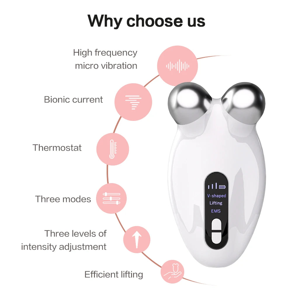 Facial Massager EMS Microcurrent Roller Massage for Face Lifting Skin Tighten Wrinkle Removal Electric Massage Beauty Devices