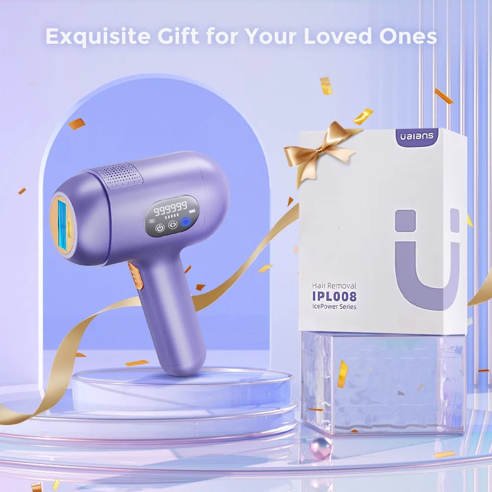 IPL Laser Hair Removal Device, Cordless Ice-Cooling IPL Hair Remover, Painless & Permanent for Women and Men, 3 Weeks Faster Effect, At-Home Hair Removal for Face Body Armpit